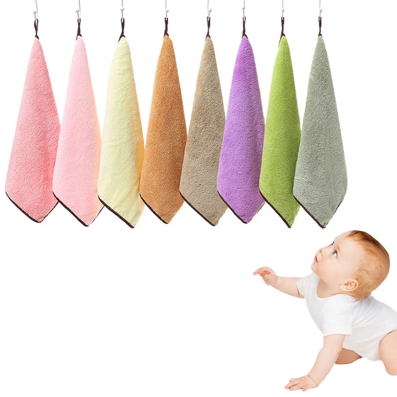 

2018 New Baby Towel 30x30cm Coral Fleece Soft Wipe Food Washing Face Square For Children