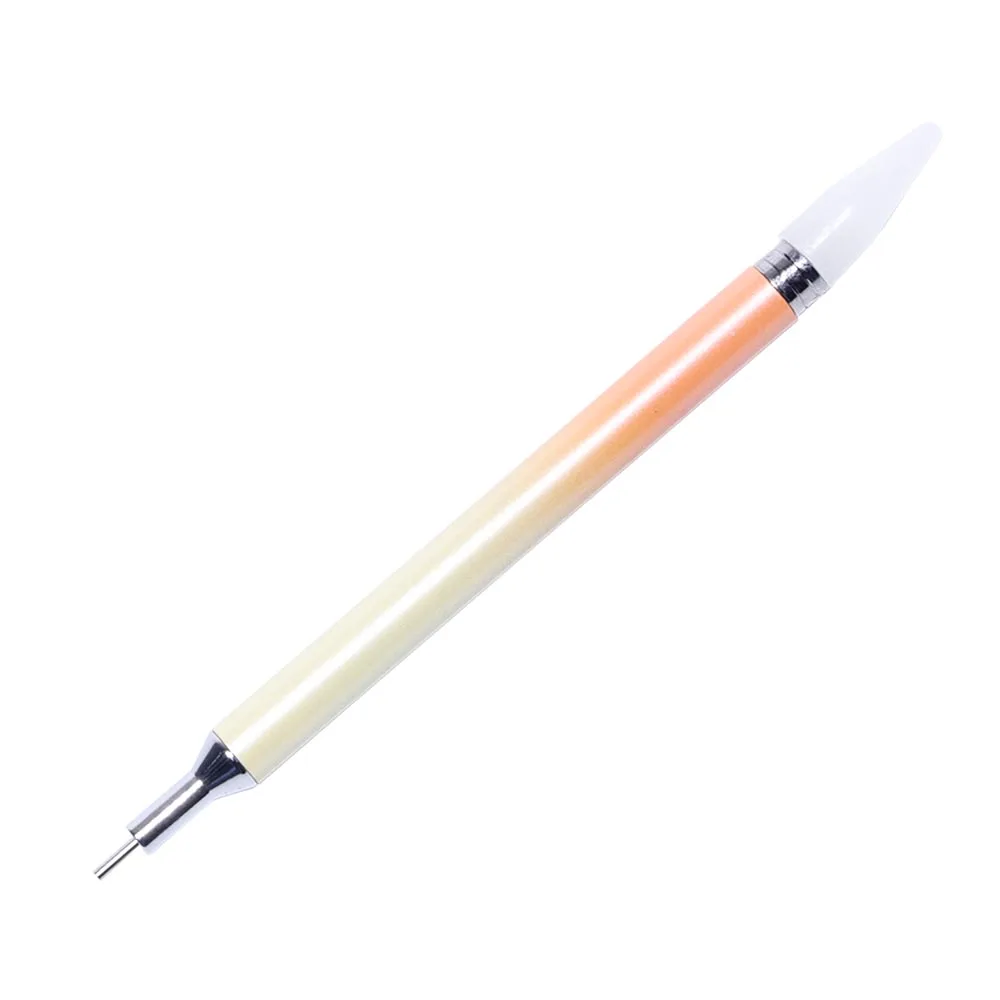 1 шт двухконцевая расчесочная ручка Русалка цветные ручки гвоздики со стразами восковой карандаш Маникюр дизайн инструмент для дизайна ногтей LA656 - Цвет: Оранжевый