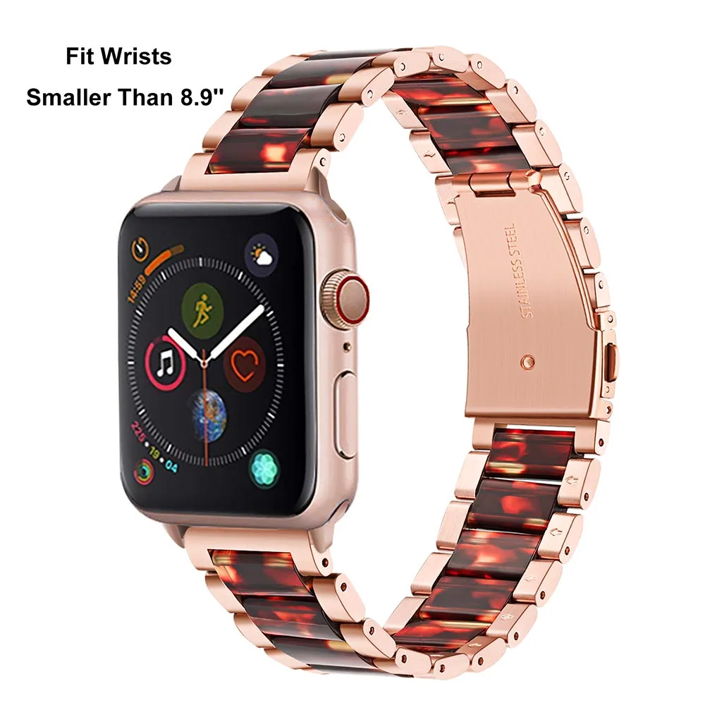 Ремешок для часов из нержавеющей стали и смолы для iWatch Apple Watch Series 5 4 3 2 1 38 мм 40 мм 42 мм 44 мм браслет