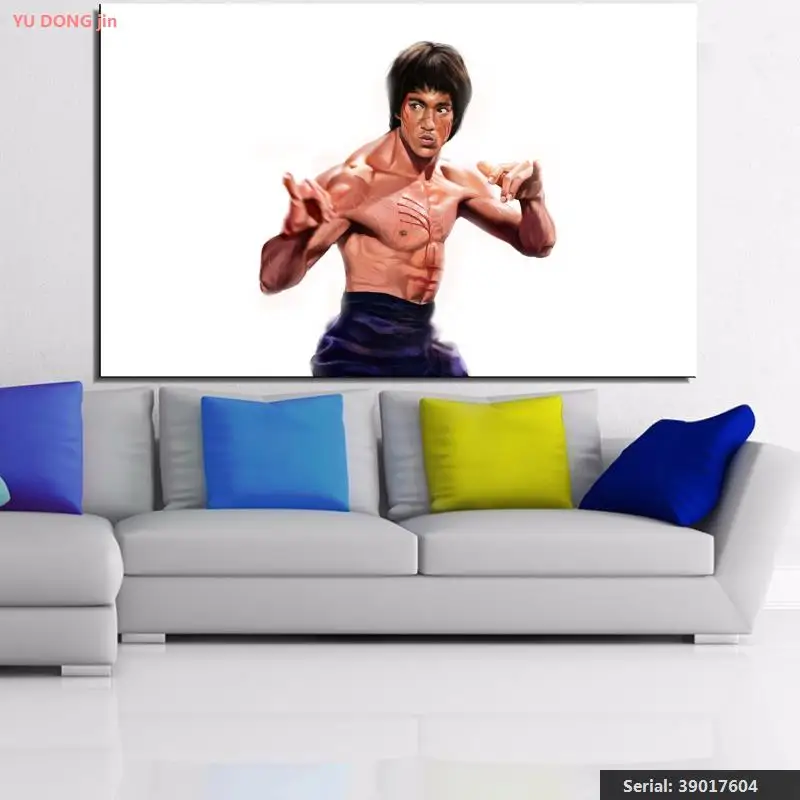 Bruce Lee Portrét Klasický olej Malba Kresba umění Sprej Bez rámečku Plátno technické železo zeď sláma zeď postava hand39017604