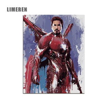 

No frame Picture On Wall Acrylic Paint By Numbers DIY Painting By Numbers Unique Gift Oil Painting The Avengers iron man
