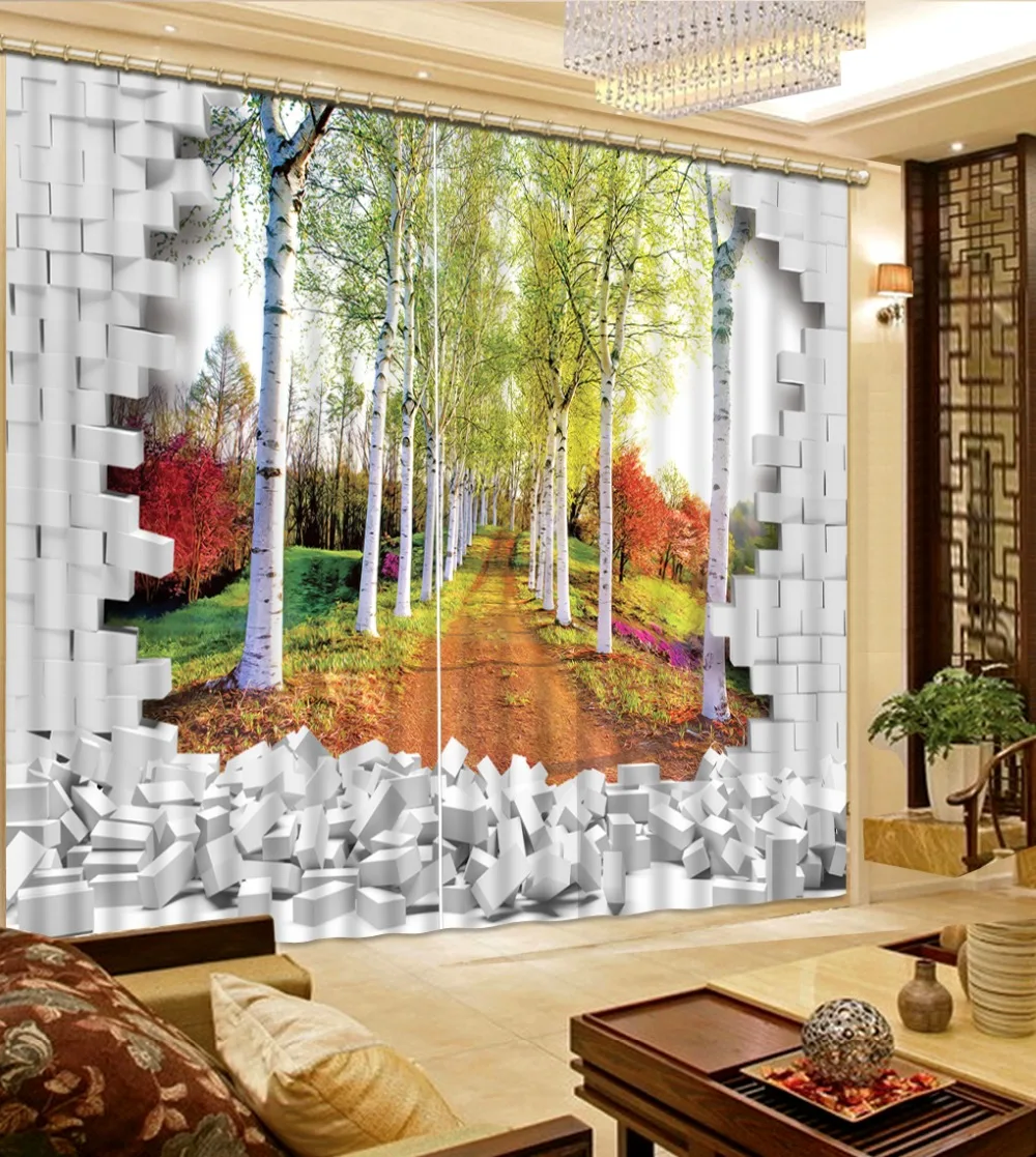 

NoEnName_Null 3D Printing Curtains Room Decorations Blackout Cortians Beautiful Full Light Shading Bedroom Room Curtain CL-D033