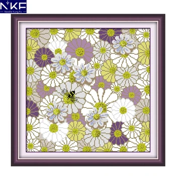 

NKF Daisy Pattern Painting Counted Print on Cloth 11CT14CT Cross Stitch Kit Needlework Set Embroidery Home Decor