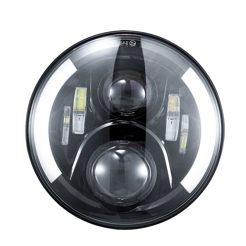 

7inch Round 60W Hi/Lo Beam LED Driving Light Headlights Insert with DRL & Turn Signal & Halo Ring Angle Eyes for Jeep