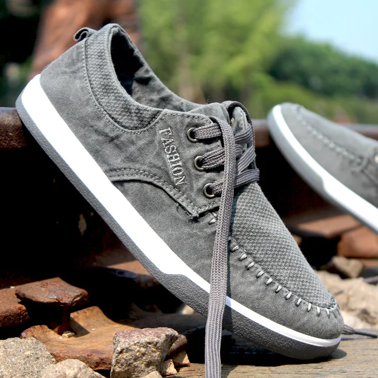 YD EVER Canvas Men Shoes Denim Lace Up Men Casual Shoes New 2017