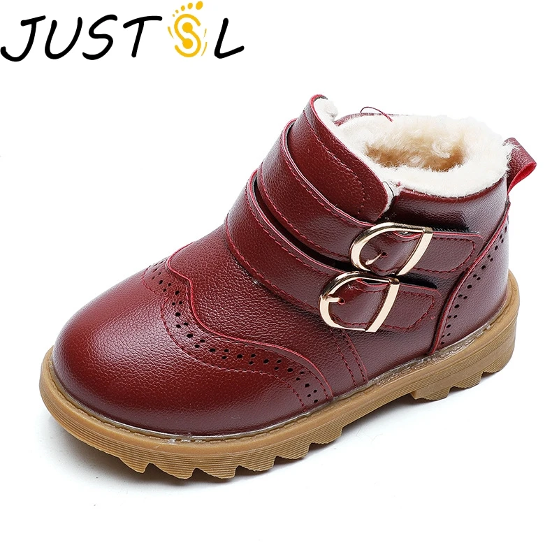 

JUSTSL new children's snow boots teenage student cotton boots baby toddler shoes winter girls boys plus velvet shoes for kids