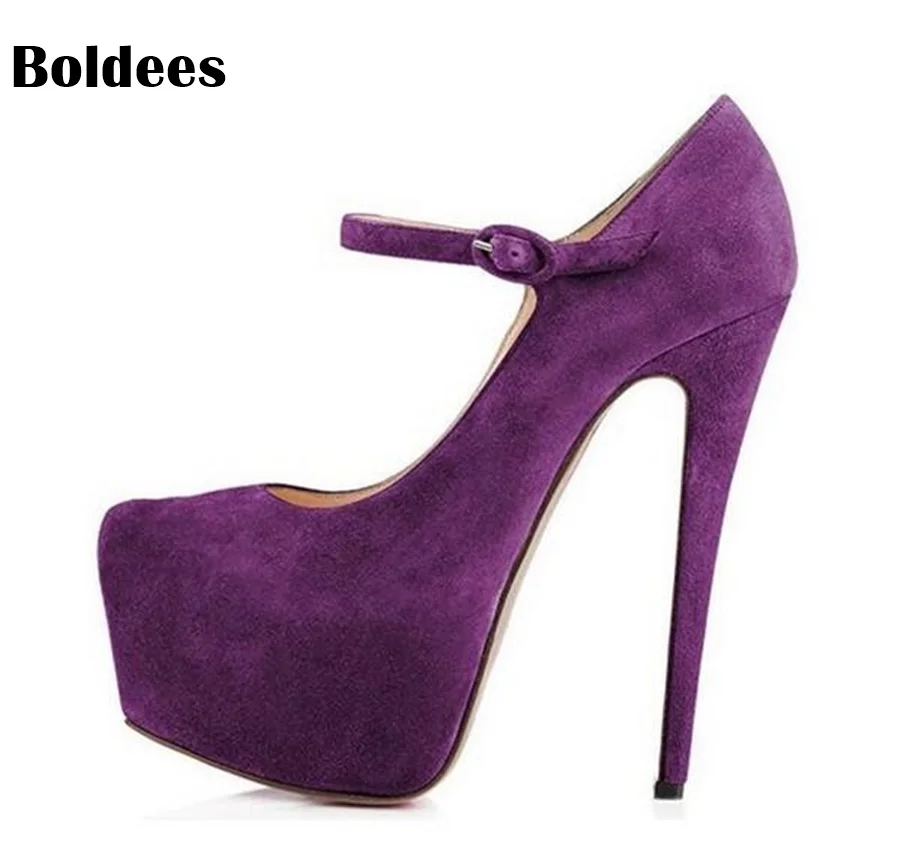 

Fashion Women Party Platform Pumps Round Toe Thin High Heels Pumps Stylish Black Nude Purple Shoes Woman Big Size 45