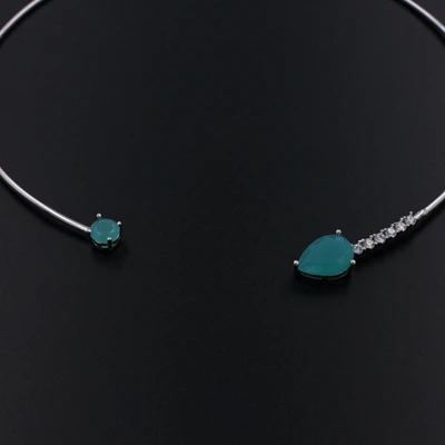 Молочно-зеленое свадебное ожерелье-чокер для женщин подарок - Окраска металла: turmalina