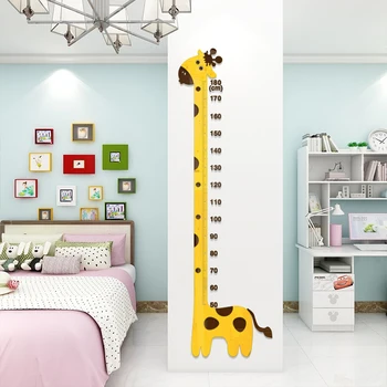 

raffe Height Wall Stickers For Kids Room Kindergarten Living Room Acrylic DIY Cartoon Art Wall Decor Home Height Ruler Stickers