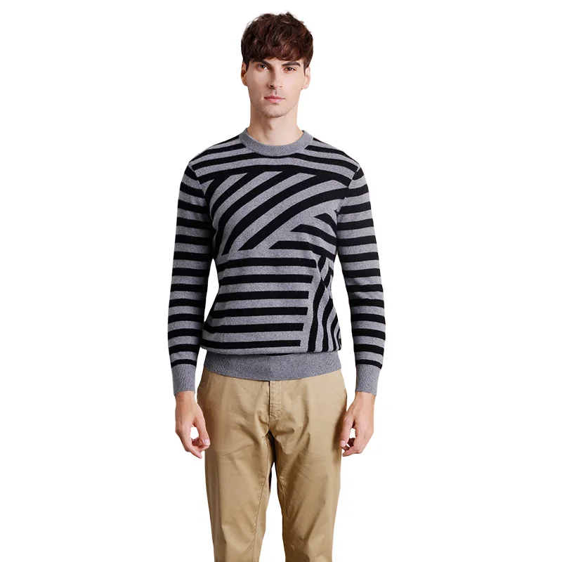 ZHILI Men's Slim Fit O Neck Pullover Cashmere Sweater -in