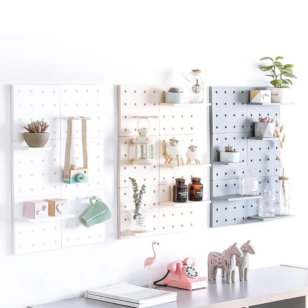 Adeeing Stylish Plastic Peg Board Wall Mounted Storage Shelf
