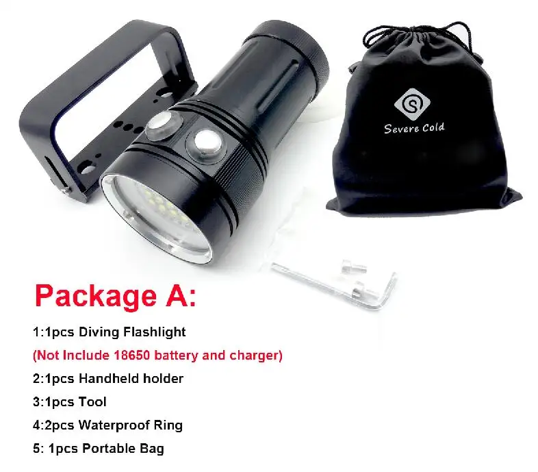 Высокое качество Профессиональный XML L2 светодиодный белый красный УФ-светильник светодиодный фонарь подводный видео дайвинг вспышка светильник лампа подводный дайвинг светильник - Испускаемый цвет: Package A