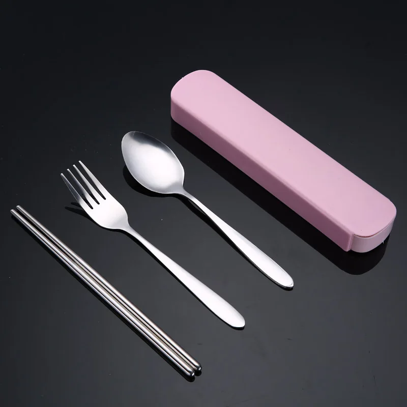 

Portable Stainless Steel Camping Cutlery3PCS/set Spoon Fork Chopsticks with Box Travel Outdoor Multifunction Tableware