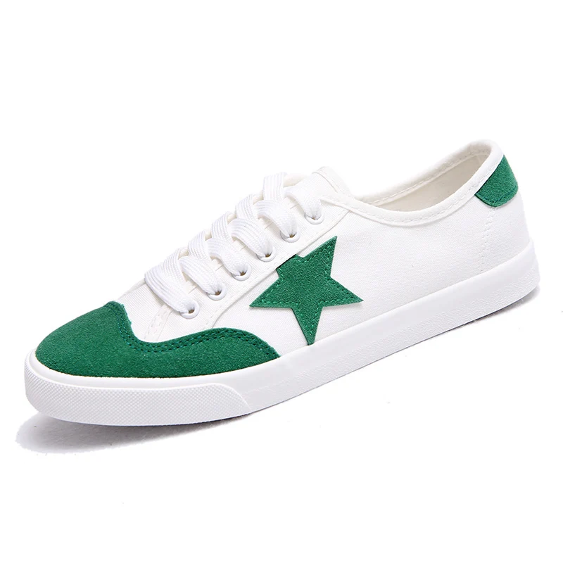 

2017 new fashion women shoes all-match girls star canvas shoes Korean lace flat shoes white casual student leisure cloth shoes