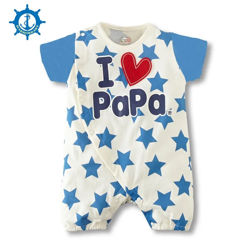 

Summer Style Baby Rompers 100% Cotton 2Styles Cute Dot Printing Love Mum&Dad Baby Boys Newborn Baby Pajamas 1pcs HB055