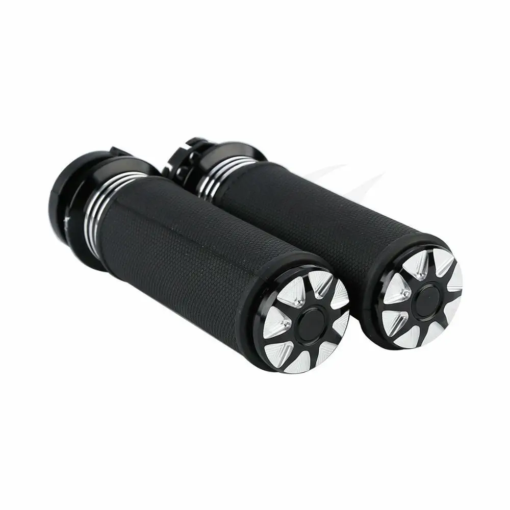 

New Black CNC 1 Handlebar Hand grips For Harley Touring Road King Electra Glide Softail FLS FLST 96-15 Sporster XL 96-Later