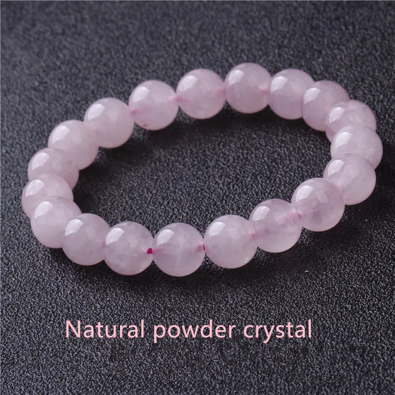 Wholesale Pink Powder crystal Quartz Natural Stone Streche Bracelet Elastic Cord Pulserase Jewelry Beads Lovers woman Gift