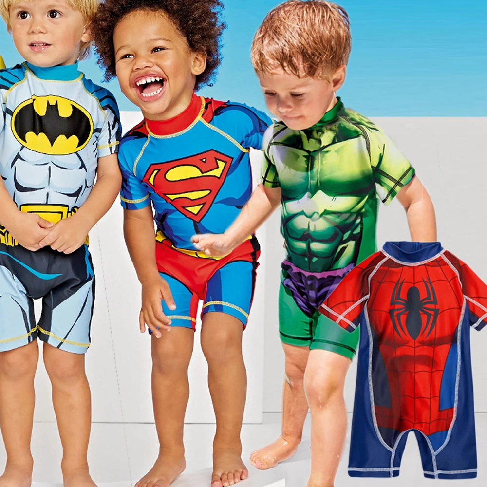 Kids Swimwear One Piece Children Swimsuit Minions Batman Swimming Boys