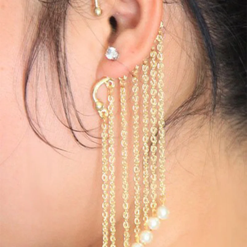

Metal Earrings Tassel Earrings Vintage Zinc Alloy Trendy Geometric Hyperbole Imitation Pearls Unique Long for African Jewelry