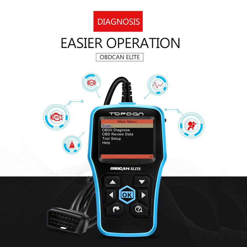 TOPDON Ultrascan OBDCAN ELITE диагностический инструмент EOBD ABS SRS код считыватель сканирующий инструмент OBD2 сканер автомобиля полный OBDII OBD 2 II Функция