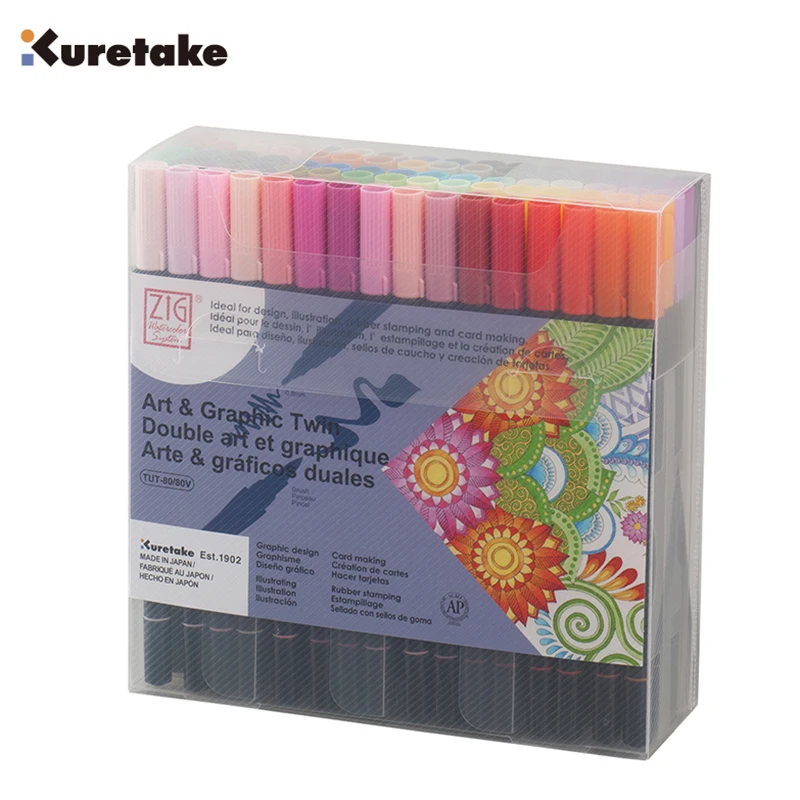 Kuretake ZIG ART & GRAPHIC набор из 80 цветов для дизайна и иллюстрации чернил на водной
