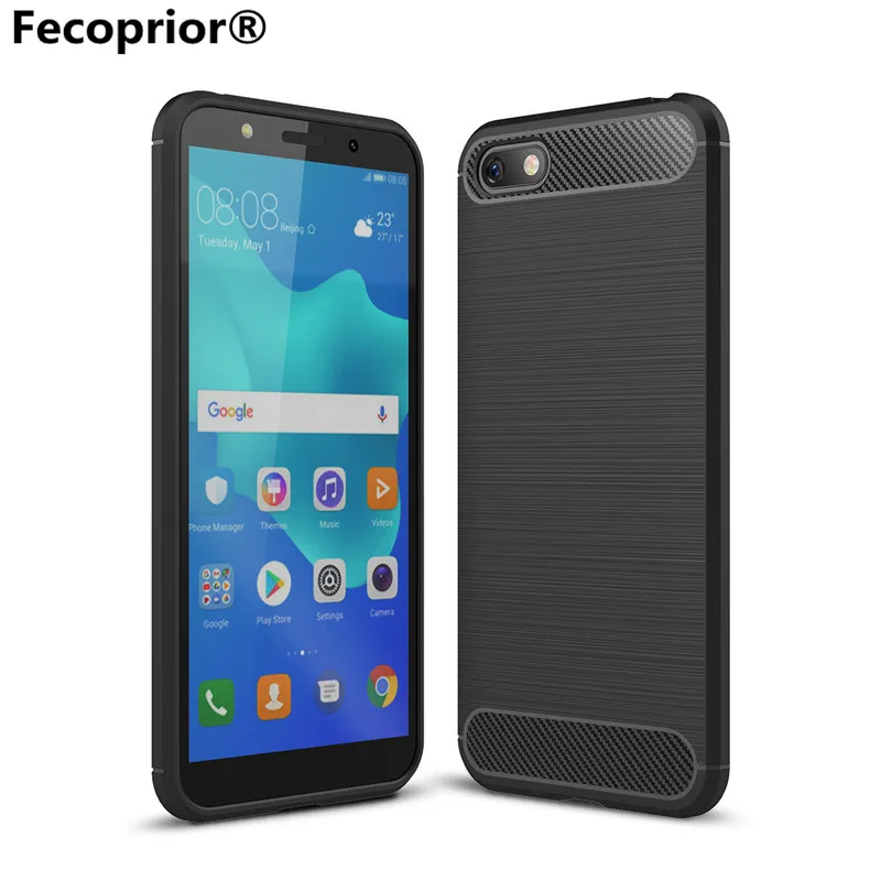 

Fecoprior Case For Huawei Y5 2018 Y5 Prime 2018 Back Cover Carbon Fiber Thin Slim Luxury Protective Armor Phone Celulars Coque