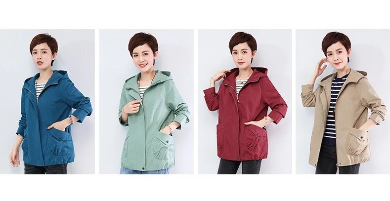 Новинка года: Свободные весенне-осенние пальто для мамы среднего возраста, Корейская короткая куртка большого размера, Женская ветровка, модная женская верхняя одежда