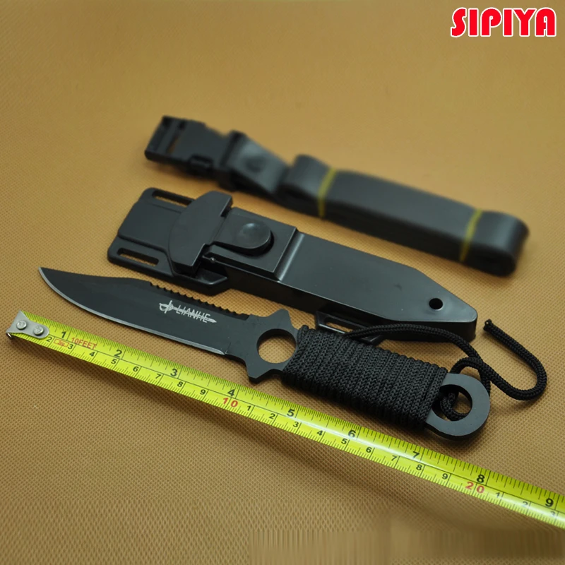 Baratos Haller Leggings paracaidistas cuchillo de acero inoxidable de buceo cuchillo recto supervivencia al aire libre que acampa táctico del cuchillo de bolsillo