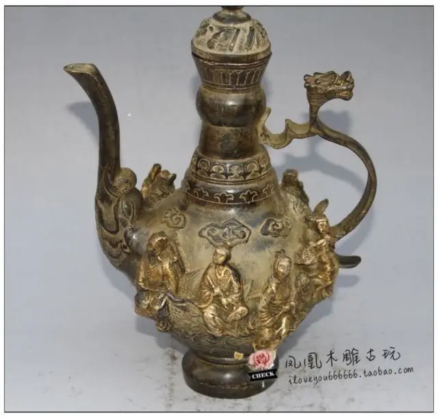 

Antique collection The copper Eight Immortals Flagon ornament