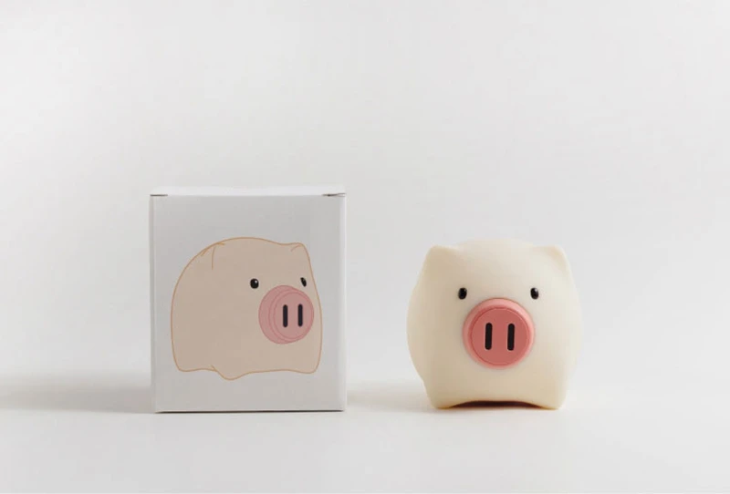 Creative Silicone Pig LED Night Light USB Charging Cute Table Lamp Bedroom Cartoon Toy for Kid Bedside Timing Sleep With Light (4)