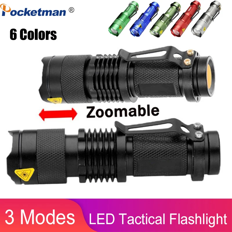 

Mini LED Flashlight Q5 2000LM Bright Zoomable Flashlight Portable Torch of 6 Colors LED Laterna Pocket Size Tactical Flashlight