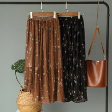 Новая летняя шифоновая юбка Sen Милая свежая Цветочная шифоновая плиссированная юбка модная юбка с принтом женская