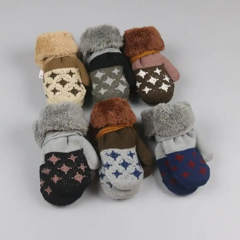 

Winter Boys Girls Knitted Gloves Warm Rope Full Finger Mittens Gloves for Children Thick Toddler Kids Gloves