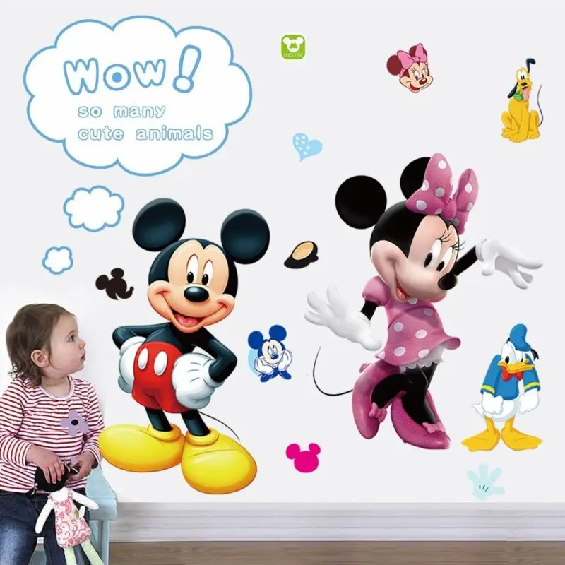 FAROOT Mickey Mouse Minnie Vinyl Mural Wall Sticker Decals Kids Nursery Children Room Decor Cartoon WS