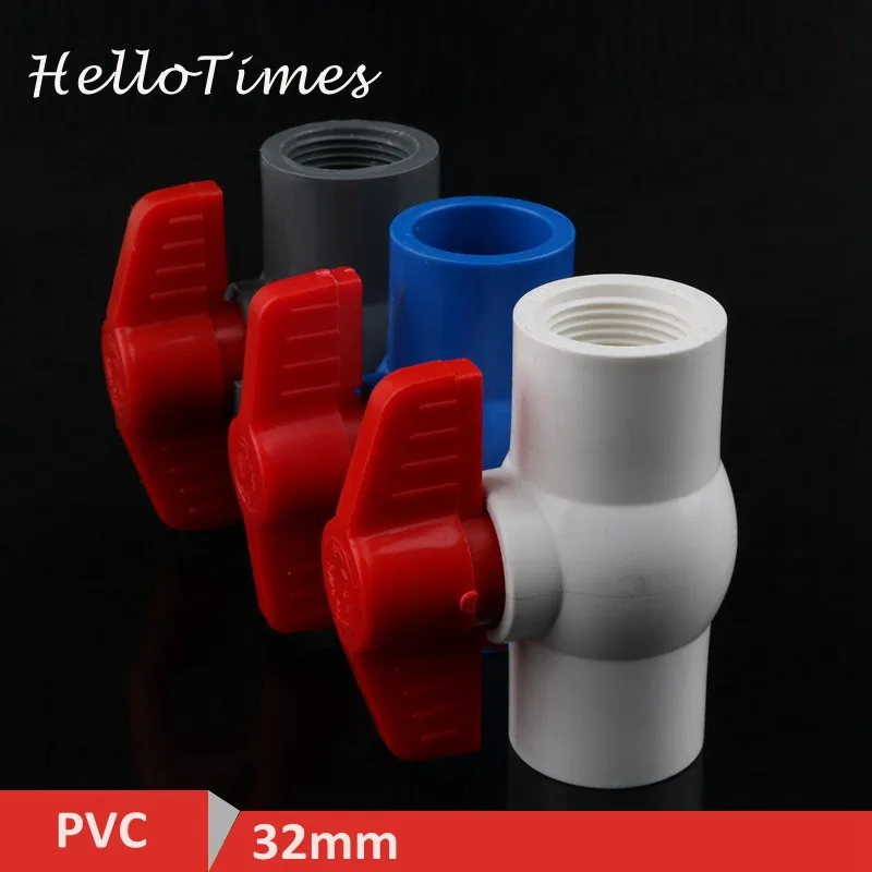

1pc PVC 1" x 1" Thread,32mm to 32mm Ball Valve Slip Shut Handle Valve PVC Pipe Fittings Plumbing Adapter Water Tube Connector