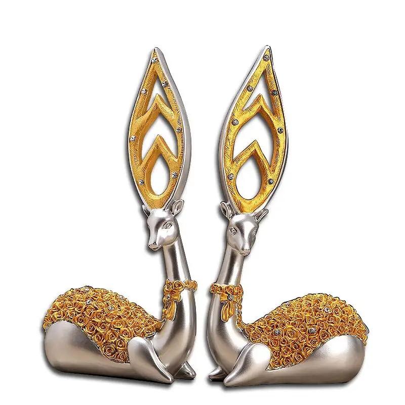 

Vintage Ornaments Sharp-horned Deer Natural Resin Arts And Crafts Creative Wedding Gift Desktop Place Adorn Household Decoration