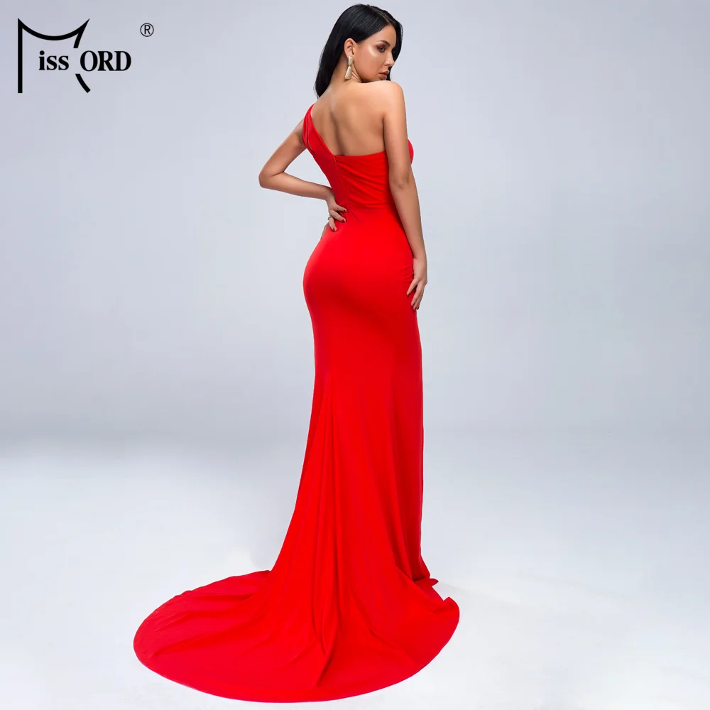 Missord, сексуальное красное Асимметричное Платье макси с вырезом на груди, вечерние платья макси, MS011-1