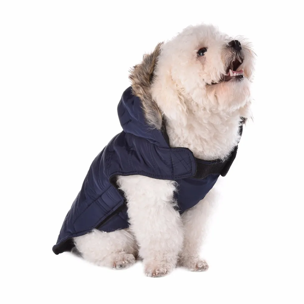 Двухслойная ткань Съемная с капюшоном Зимняя Одежда для питомцев зимняя теплая одежда для собак с капюшоном Толстая хлопковая куртка для кошек и щенков