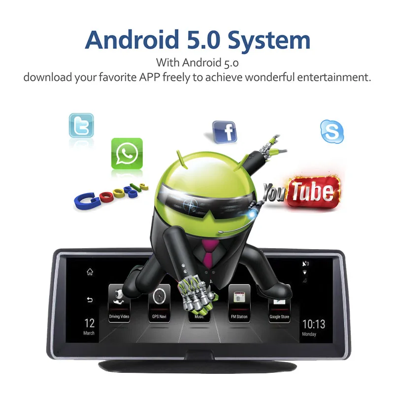 HGDO IPS 8 &quot3G/4G Wifi Автомобильный видеорегистратор камера Android 5 0 GPS навигация видео