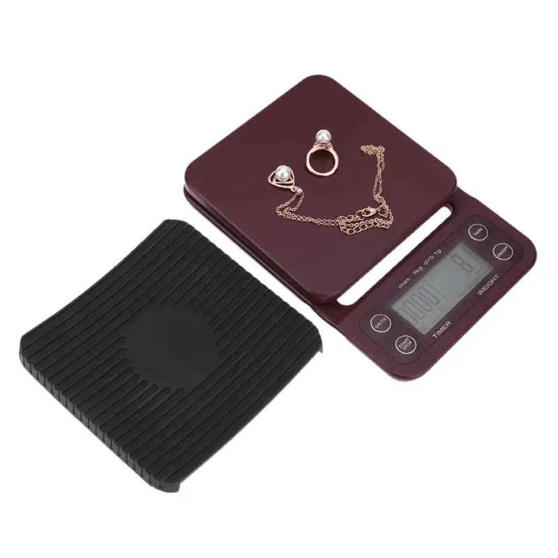 

3kg x 0.1g Mini LCD Digital Electronic Drip Coffee Scale with Timer 0.1g Digital coffee weight Household Drip Scale Timer terazi