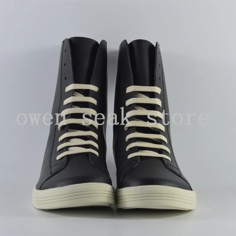 Männlichen Trainer Owen Stiefeletten Luxus Aus up Schwarz Erwachsene Wohnungen Lace Männer Casual Schwarzes top High Seak Stiefel Echtem Leder Schuhe PvWPpOfrq