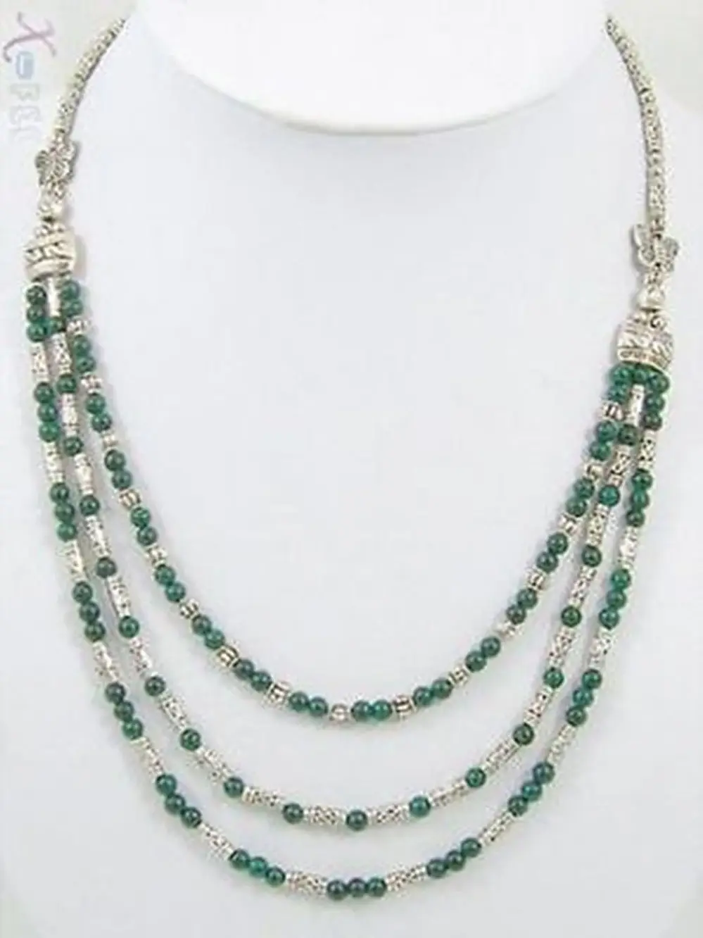 

Jew2932 NEW IN TIBET STYLE TIBETAN SILVER malachite BEADS NECKLACE
