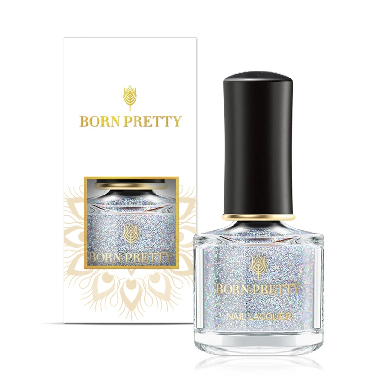 Лак для ногтей BORN PRETTY с блестками блестящий верхний слой черный лак серии Datura