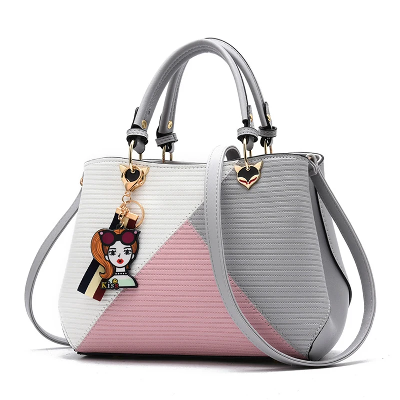 

Kajie 2019 Hit Color Patchwork Small Women Handbags Female PU Leather Hand Bag High Quality Shoulder Bags Tote Spanish Brand Bag