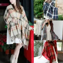 4 Colors Autumn Winter Classic Plaid Scarves Women Tartan Check Cashmere Wool Pashmina Scarf Wrap Shawl Red/Gray/Navy/Camel