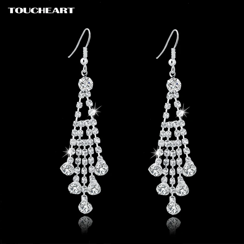 

TOUCHEART Crystal Bowknot Drop Earrings Fashion Jewelry Silver Plated Long Tassel Earrings For Women Wedding Jewelry Ser150056