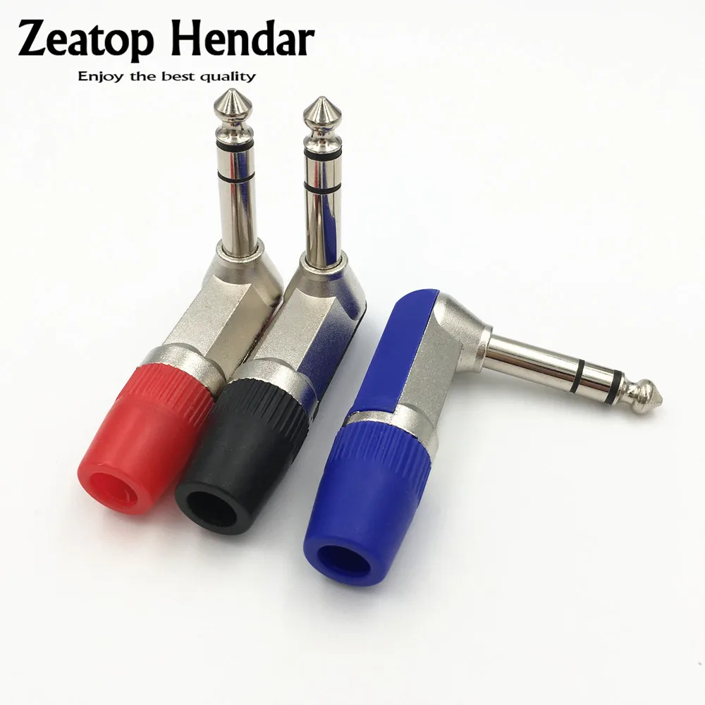 

1Pcs 6.35mm 3Pole Stereo Audio Male Plug 6.35 Right Angle Amplifier Microphone Jack 6.5 mm TRS Plug Welding Connector