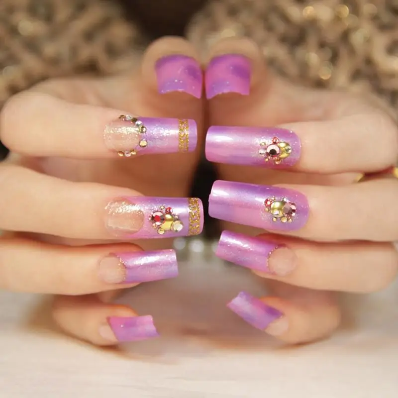 24 pcs Pre design Purple Pink Silver Golden Glitter ...