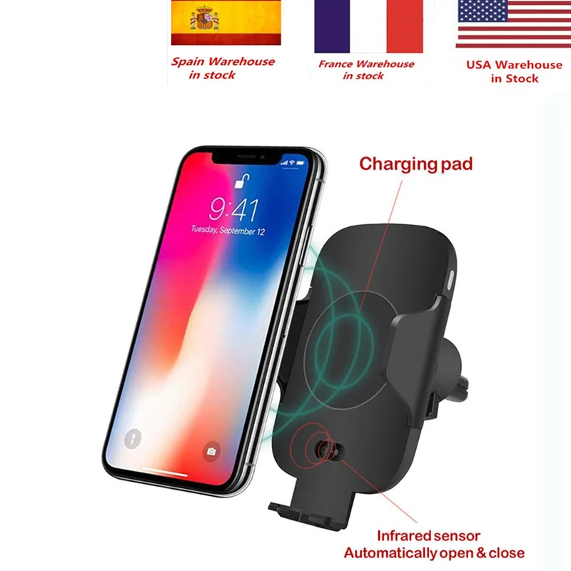 

Automatic Infrared Sensor Car Fast QI Wireless Charger Phone Holder For iPhone XS Max XR 8 Plus For Samsung Galaxy Note 9 S9 S8