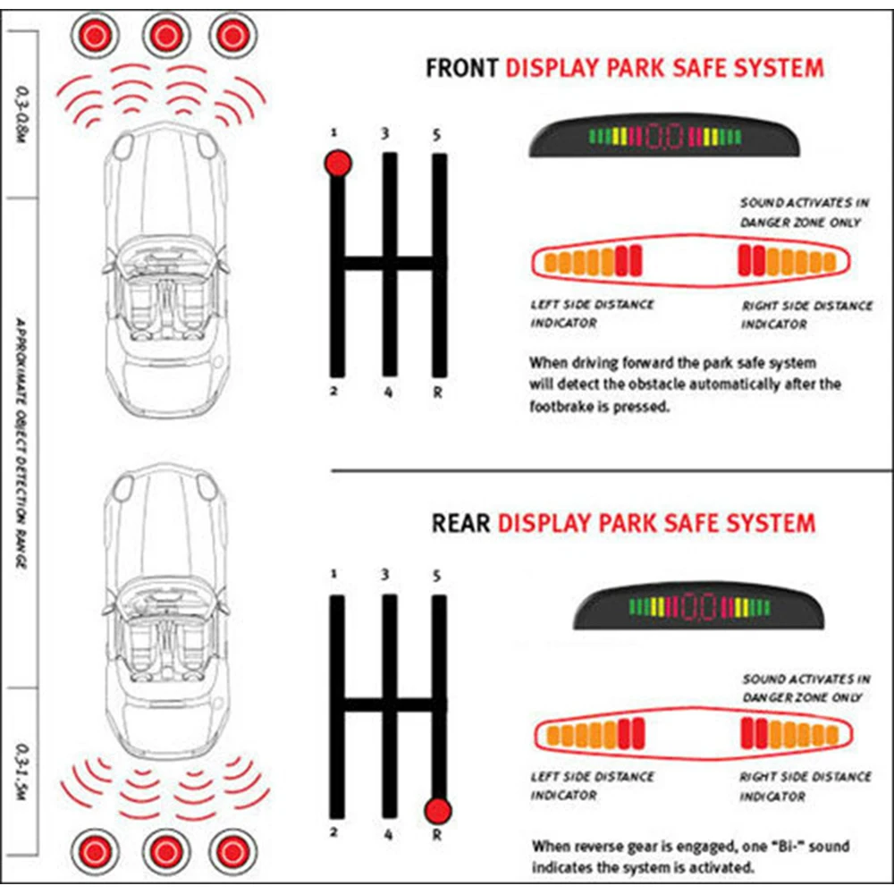 8 Rear Front View Car Parking Sensor with LED Display (5)